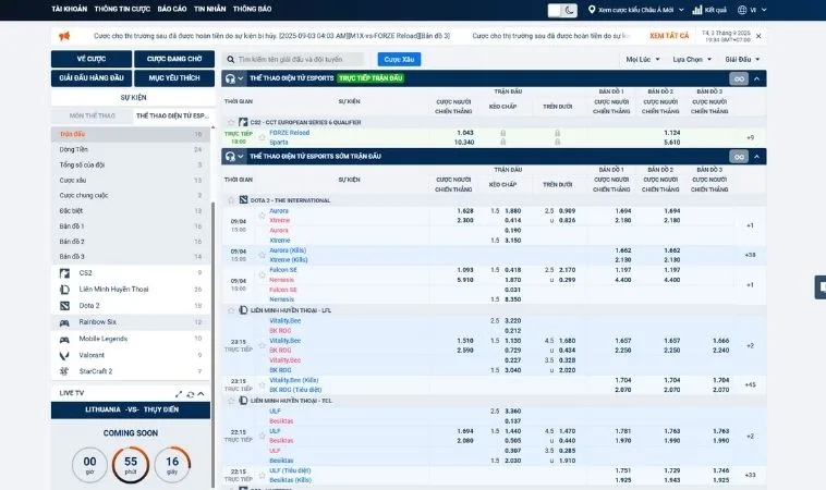 Hướng Dẫn Chi Tiết Cách Chơi Thể Thao Điện Tử Tại i9BET Hiệu Quả 2 Giao diện chơi Thể Thao Điện Tử Tại i9BET